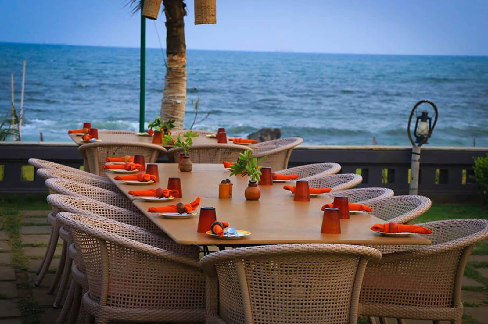 Outdoor dining area set up in Bamboo Bay at The Park Visakhapatnam